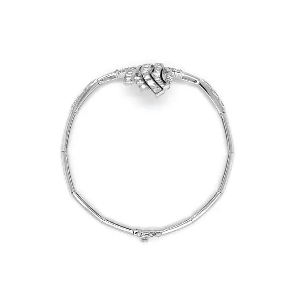 Vòng tay nữ với đá zircon trắng và vàng trắng