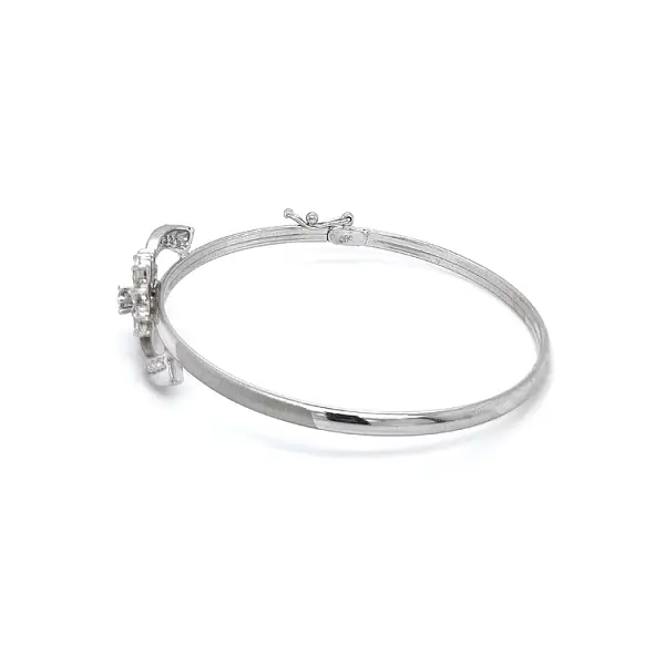 Vòng tay nữ cố định với đá zircon trắng vàng