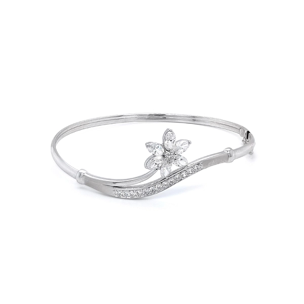 Vòng tay cố định với đá zircon trắng vàng