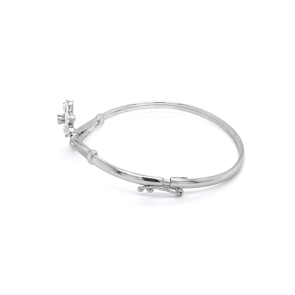Vòng tay cố định với đá zircon trắng vàng