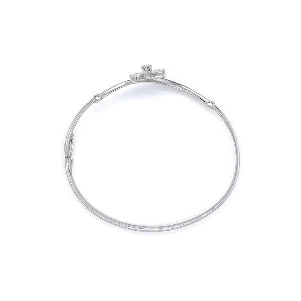 Vòng tay cố định với đá zircon trắng vàng