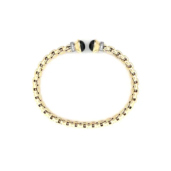 Vòng tay vàng cố định với đá onyx