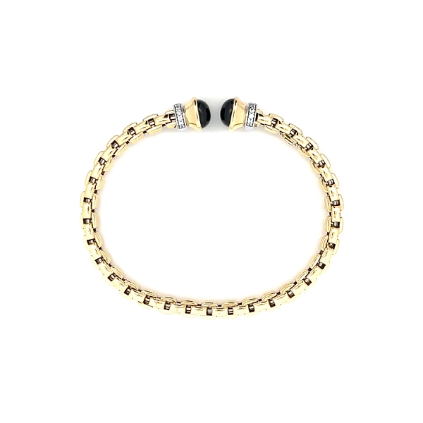 Vòng tay vàng cố định với đá onyx