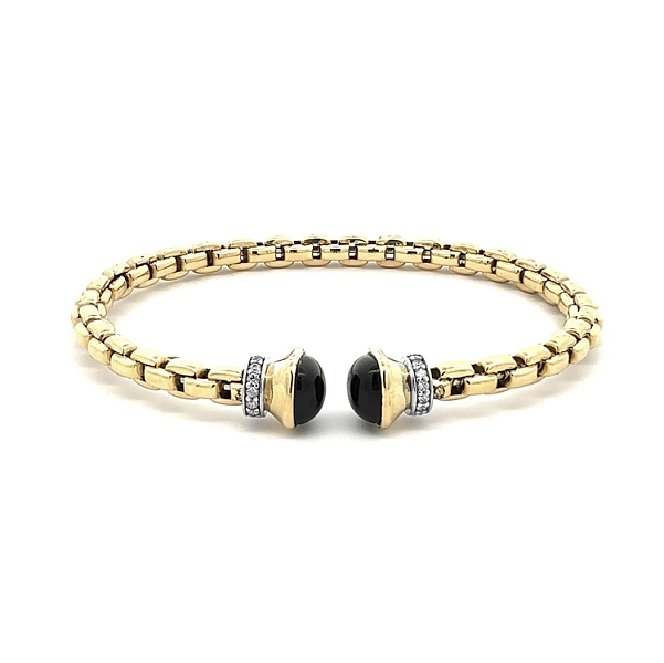 Vòng tay vàng cố định với đá onyx