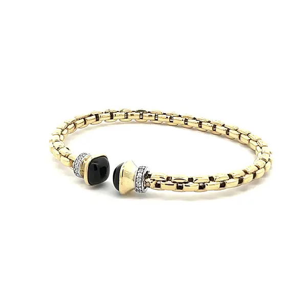 Vòng tay vàng cố định với đá onyx