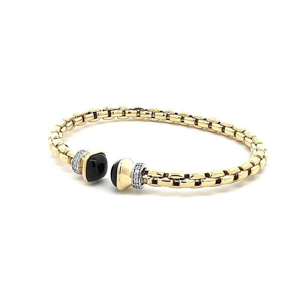 Vòng tay vàng cố định với đá onyx