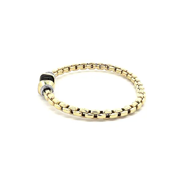 Vòng tay vàng cố định với đá onyx