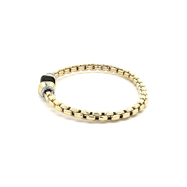 Vòng tay vàng cố định với đá onyx