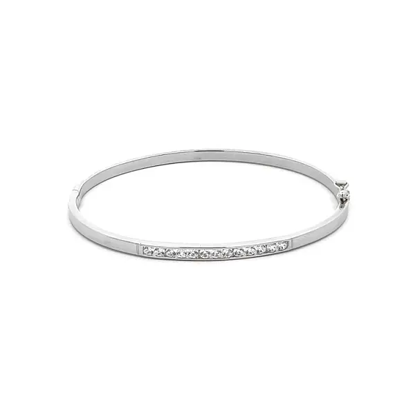 Vòng tay cố định với đá zircon trắng vàng