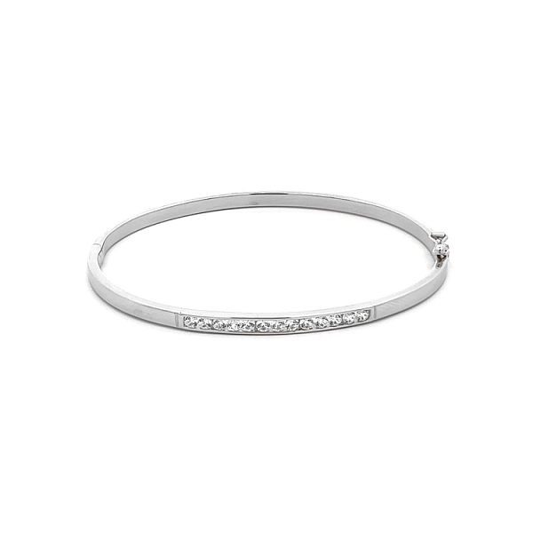 Vòng tay cố định với đá zircon trắng vàng