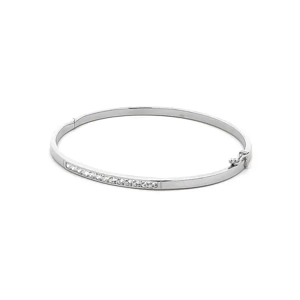 Vòng tay cố định với đá zircon trắng vàng