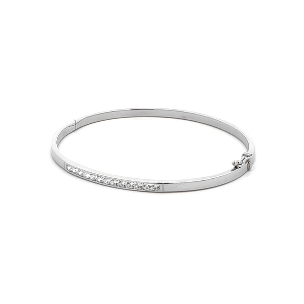 Vòng tay cố định với đá zircon trắng vàng