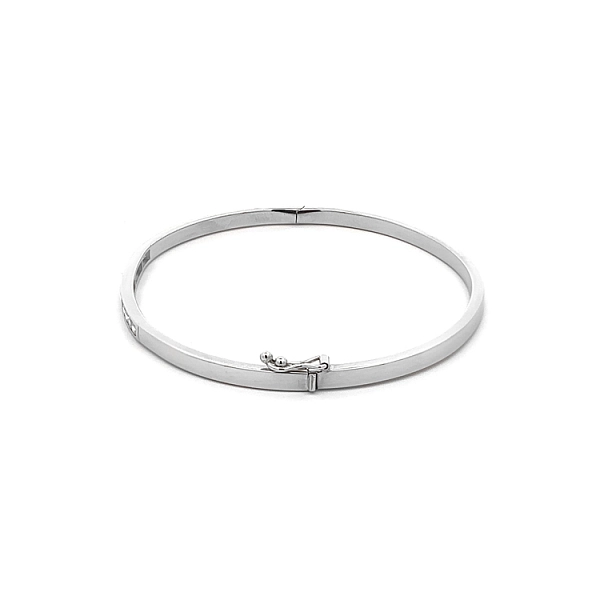 Vòng tay cố định với đá zircon trắng vàng