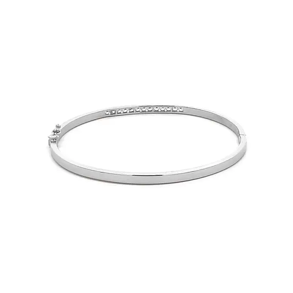 Vòng tay cố định với đá zircon trắng vàng