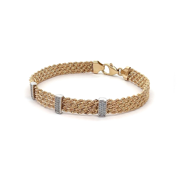 Vòng tay nữ bằng vàng đính đá zircon