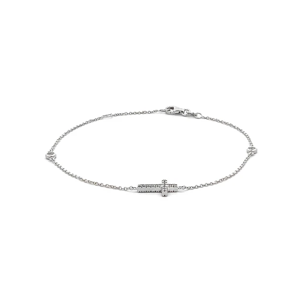 Vòng tay đính đá zircon với thánh giá bằng vàng trắng