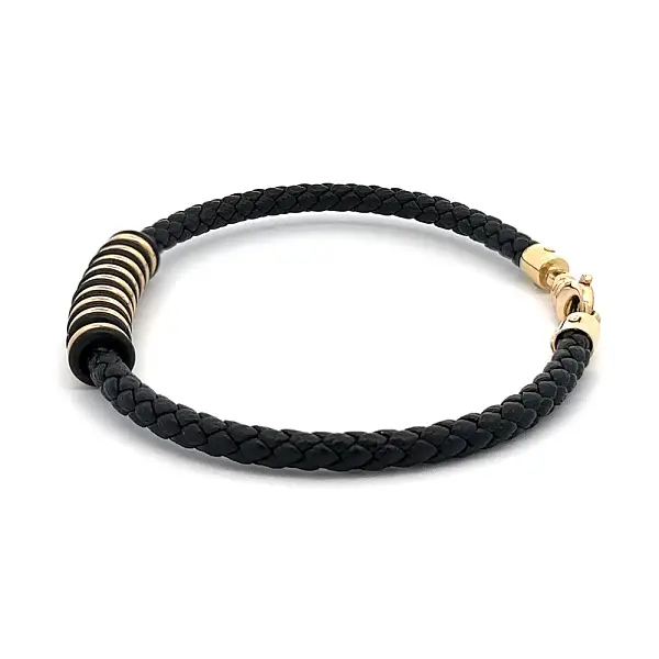 Vòng tay da nam màu vàng