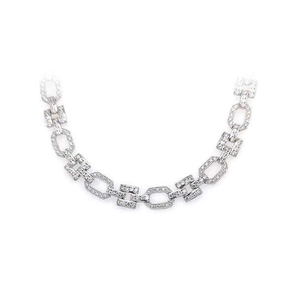 Vòng cổ vàng trắng cho nữ đính đá zircon