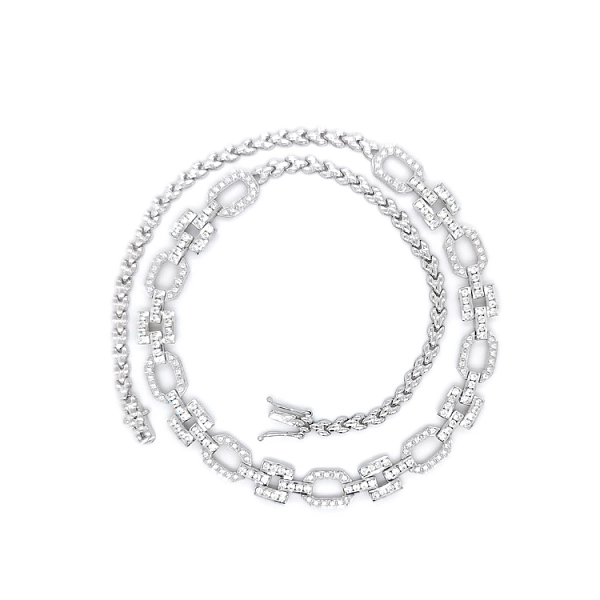 Vòng cổ vàng trắng cho nữ đính đá zircon