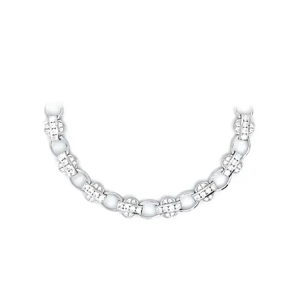 Vòng cổ vàng trắng cho nữ đính đá zircon