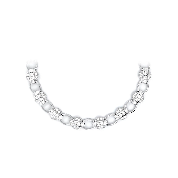 Vòng cổ vàng trắng cho nữ đính đá zircon