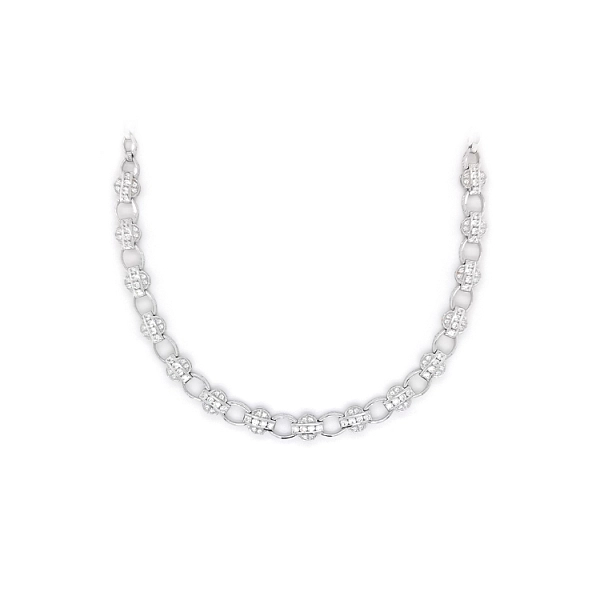 Vòng cổ vàng trắng cho nữ đính đá zircon