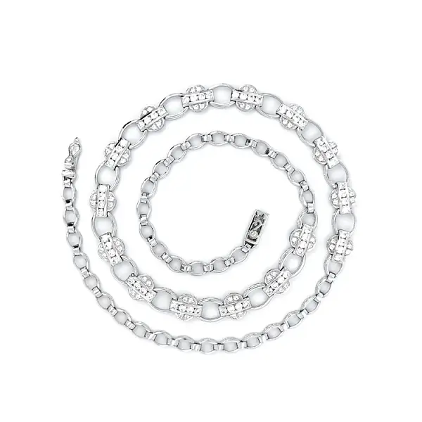 Vòng cổ vàng trắng cho nữ đính đá zircon