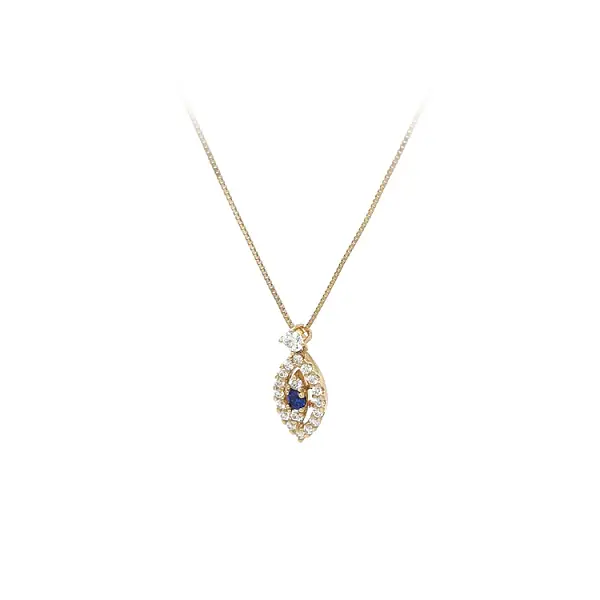 Vòng cổ vàng đính đá xanh