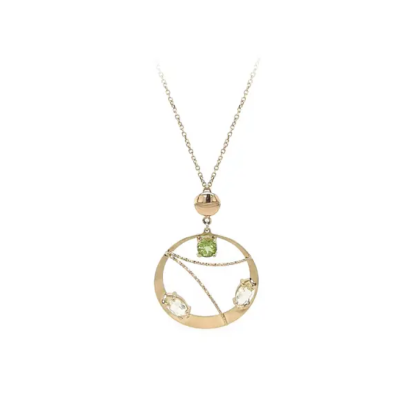 Vòng cổ bằng vàng đính đá màu