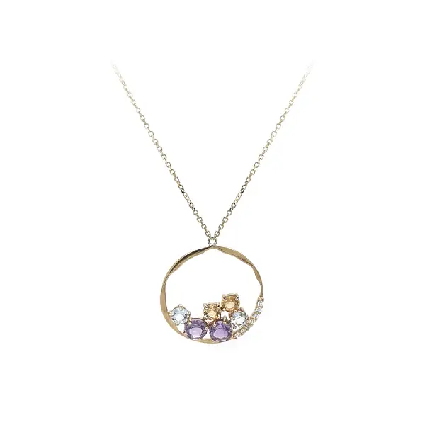 Vòng cổ bằng vàng đính đá màu