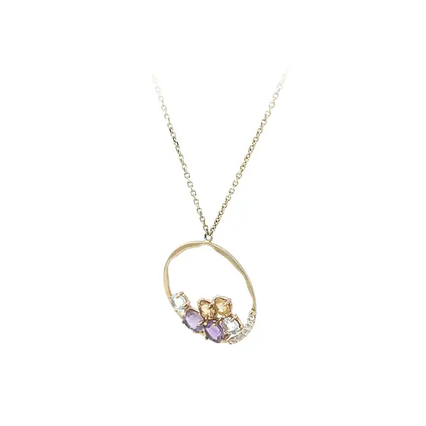 Vòng cổ bằng vàng đính đá màu