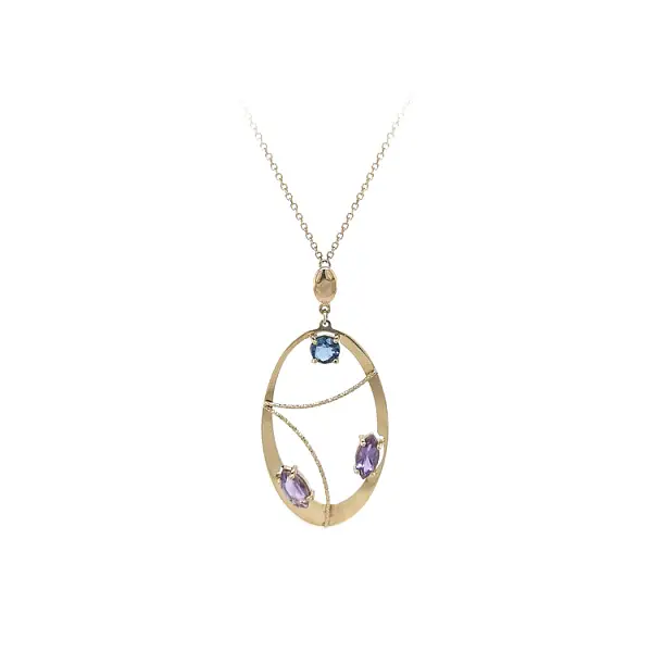 Vòng cổ bằng vàng đính đá màu