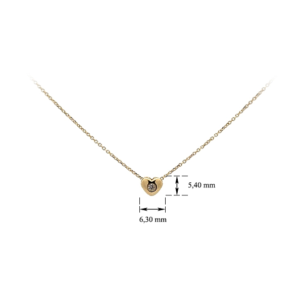 Vòng cổ hình trái tim vàng đính đá zircon