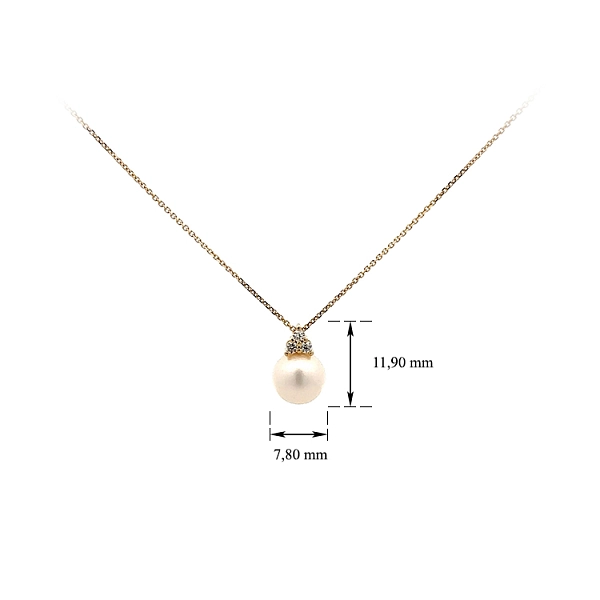 Vòng cổ vàng đính ngọc trai và đá zircon