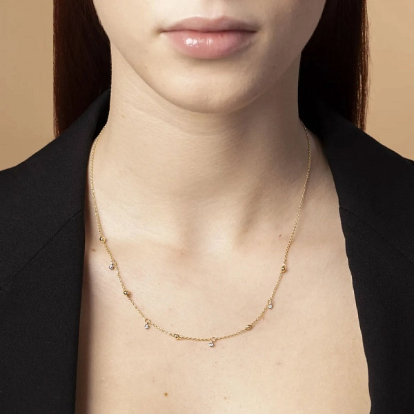 Vòng cổ đính đá zirconia bằng vàng