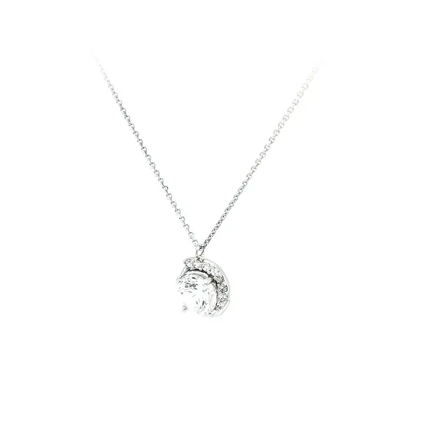 Vòng cổ với đá zircon trắng và vàng trắng
