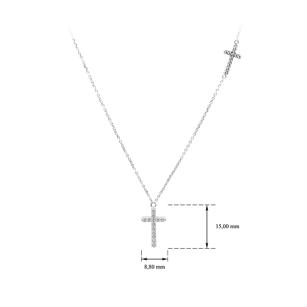 Vòng cổ hình thánh giá với đá zircon trắng vàng
