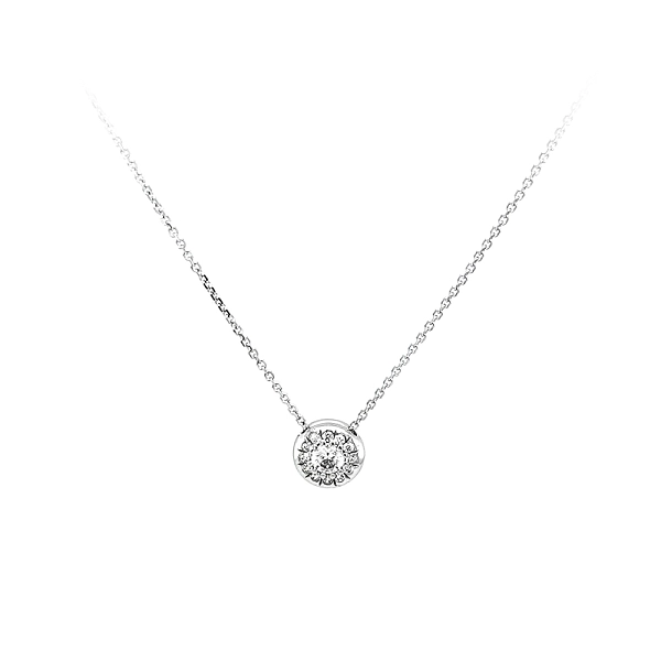 Vòng cổ với đá zircon trắng và vàng trắng