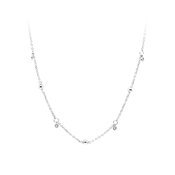 Vòng cổ với đá zircon trắng và vàng trắng