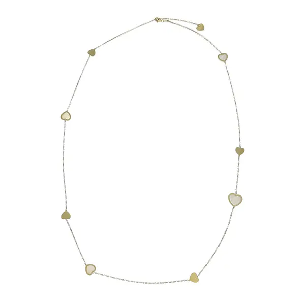 Vòng cổ vàng hình trái tim đính ngọc trai