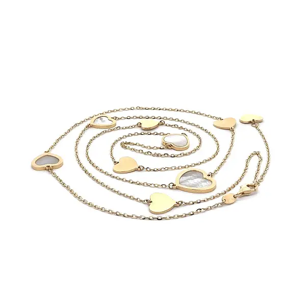 Vòng cổ vàng hình trái tim đính ngọc trai