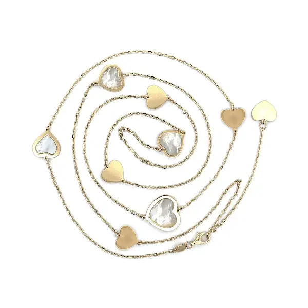 Vòng cổ vàng hình trái tim đính ngọc trai