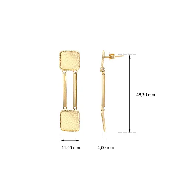 Vòng tai vàng đính đá lủng lẳng