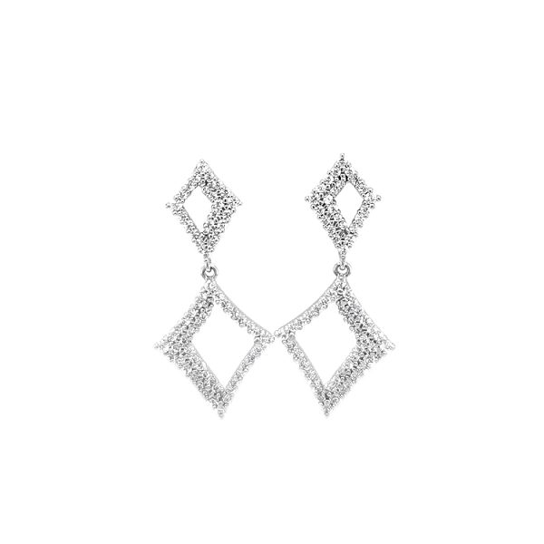Vòng tai đeo dài bằng vàng trắng đính đá zircon