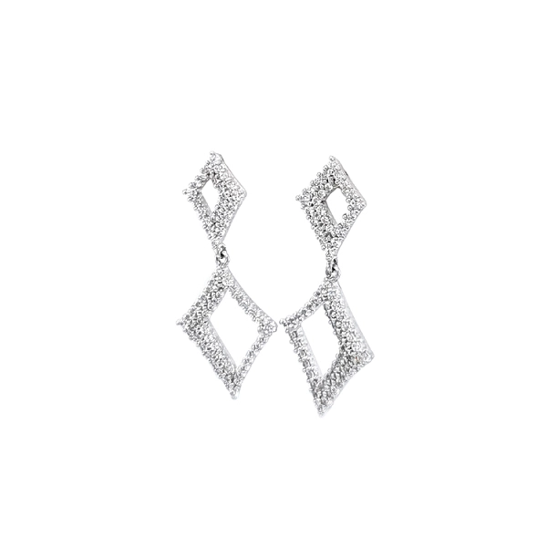 Vòng tai đeo dài bằng vàng trắng đính đá zircon