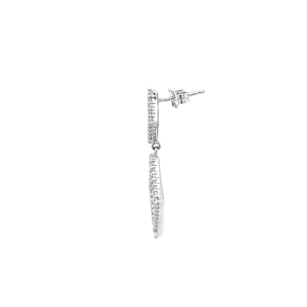 Vòng tai đeo dài bằng vàng trắng đính đá zircon