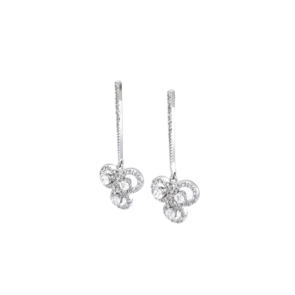 Vòng tai đeo dài bằng vàng trắng đính đá zircon