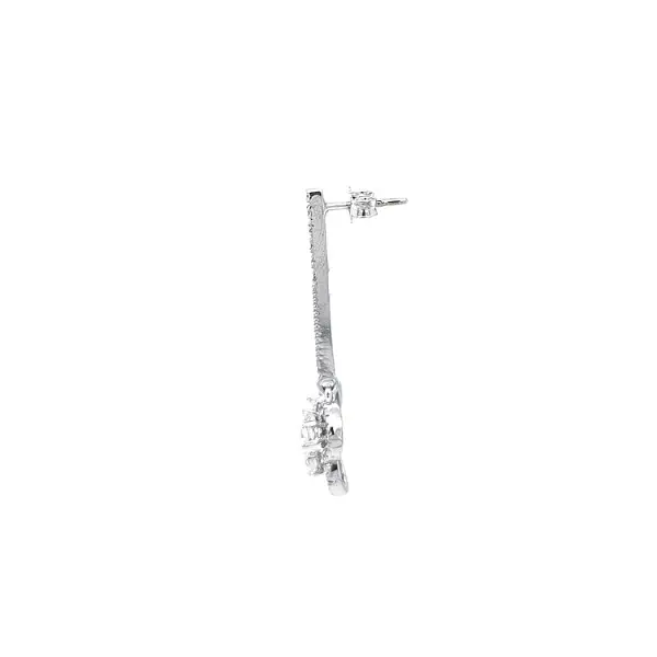 Vòng tai đeo dài bằng vàng trắng đính đá zircon