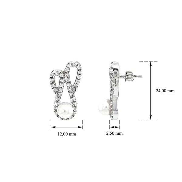 Khuyên tai ngọc trai và zircon trắng vàng