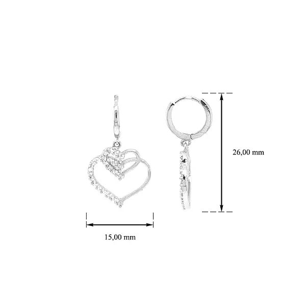 Vòng tai vàng hình trái tim đính đá zircon